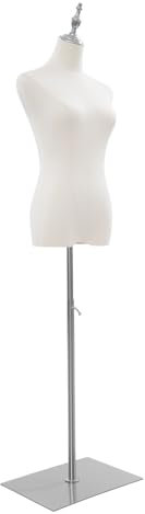 Manichino per abiti da donna, autoportante, busto regolabile, supporto per abito da sposa, 70-130 cm (argento, quadrato)