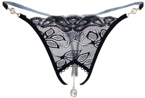 Luadnysin Tanga Dentelle String Sexy Femme Coquine Hot Noir Érotique Taille e Lot Culottes Coton pour Culotte Ouverte À L'entre Jambe