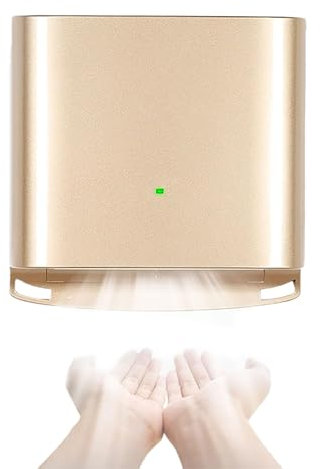 DOJOEUU Secador de Manos automático de inducción, secador de Manos eléctrico Comercial, Secado rápido en 10 Segundos, Ajuste de Calor y frío, Impermeable IPX4, sin Contacto, para baño y Hotel(Gold)