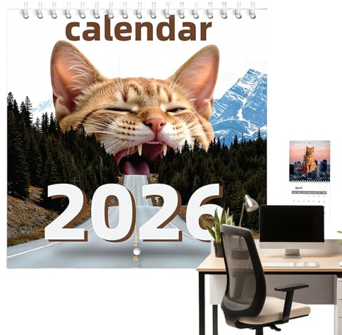 Calendrier de chat mignon en papier | Outil de programmation pour rappels jours fériés mensuels verticaux, calendrier de bureau pour amoureux pour filles, enseignants, A
