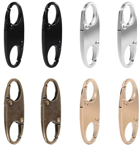 YAWYO 8-pack Små S-Karbinhakar för Dragkedja, Stöldskydd Dubbelsidig Minikarbin för Ryggsäck, Tillbehör för Camping, Fiske och Resor, Svart, Guld, Silver, Brons