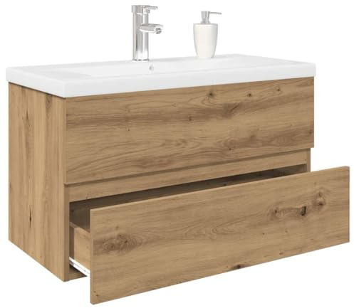 Lumanois Mueble para Lavabo con Lavabo Integrado y Grifo Roble Artesanal,Mobiliario,Tocadores,Tocadores de baño,34.35kg-3328934