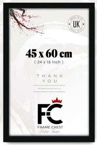 Classic 45x60 cm Poster Frame Premium Black Wood-Effect Picture Frame High-Definition Wall Hanging Display for Home & Office Durable MDF Construction & Precision-Mitered Corners Made in UK