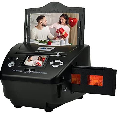 Escáner de película digital y foto, escáner de película de alta resolución de 16 MP con pantalla LCD de 2.4 pulgadas, escáner 4 en 1 convierte 35 mm135 diapositivas y película negativa, foto,