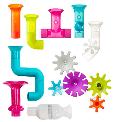 BUNDLE Building Bath Toy Set, Boon Rohr, Schlauch & Zahnrad Bündel, Badeutensilien und Badespielzeug für Babies und Kleinkinder in verschiedenen Farben, geeignet für Jungen und Mädchen ab 1 Jahr
