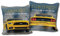 Ford Mustang Kissen Legend Gelb / Blau 40 cm x 40 cm Auto-Kissen Reisekissen Pony US Muscle Car Dekokissen Zierkissen Kopfkissen Polster Shelby GT Stang Fastback Kuschelkissen pass. zur Bettwäsche