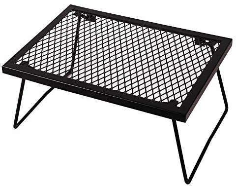 CAMPMAX 17 Folding Campfire Grill Grate, Portable Heavy Duty Steel Over Fire Camp Grill for Outdoor Camping Cooking Fire Pit, Black
