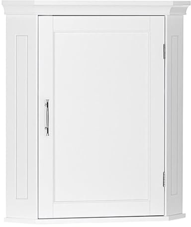 RiverRidge Somerset Bathroom Corner Wall Linen Storage Cabinet, White