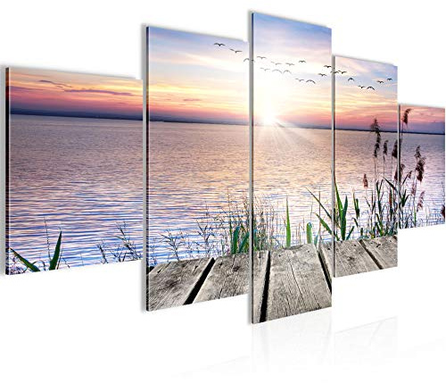 Bilder solnedgång väggmålning 100 x 50 cm fleece – kanvas bild XXL format väggbilder lägenhet deco konsttryck – tillverkad i Tyskland – redo att hänga upp 034352a