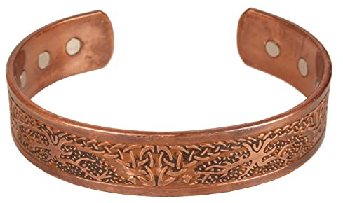Touchstone handgjort koppararmband handsmidd med solid och hög mätare tibetansk stil graverad manschett smycken för kvinnor män, 6.5 inches, Koppar, Ingen ädelsten