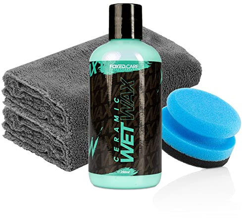 Foxed Care Versiegelung Bundle - FoxedCare Ceramic Wet Wax 250ml + Handpolierschwamm soft + Edgeless Superflausch Mikrofasertuch 550GSM - Keramische Wachsversiegelung mit hoher Standzeit
