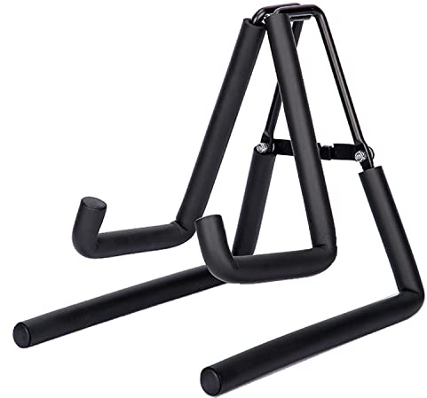 Farcaya Ukulele Stand Floor Foldable Standing Holder for Uke Violin Instrument A Frame Metal Thick Sponge Padded Non-slip Portable Black