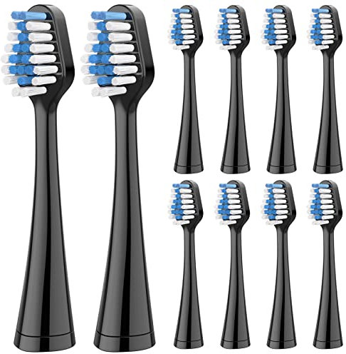 Ersatzbürstenköpfe kompatibel mit Waterpik Complete Care 5.0/9.0 (WP-861/CC-01), STRB-10WB/ Aquasonic Duo und Home Dental Center Elektrische Zahnbürste, 10 Stück, Schwarz