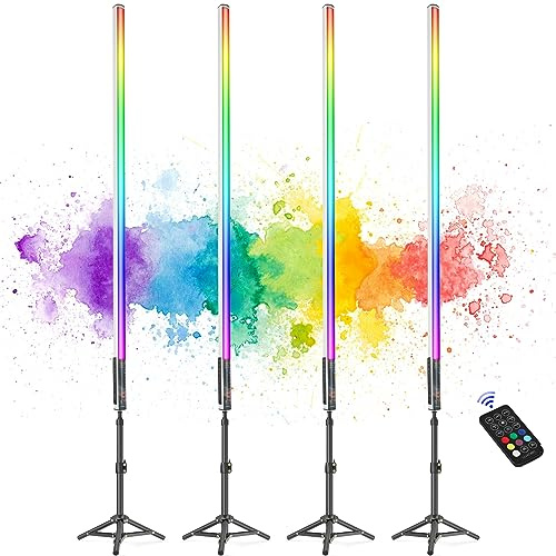 4 barre Luce video LED portatile, stick luminoso per fotografia LUXCEO Mood1 con telecomando, dimmerabile, batteria integrata, lampada fotografica RGB per YouTube,TikTok,streaming di giochi