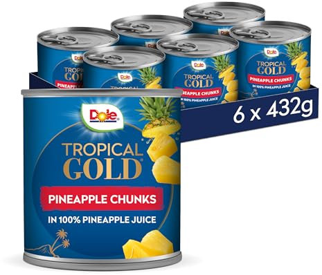Dole Tropical Gold Premium Pineapple Chunks in Juice 6 x 432g, 432 g (Pack of 6)