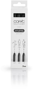 Copic Multiliner, svart, 3-pack, breda, för konst och hantverk, färgläggning, grafik, highlighter, design, anime, professionella och nybörjare, konsttillbehör och målarböcker