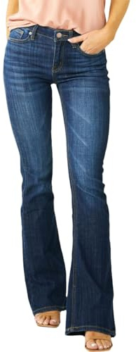 Pantalones Vaqueros de Mujer de Talle Medio, elásticos, Ajustados, con Corte de Bota, Pantalones de Mezclilla de Pierna Ancha