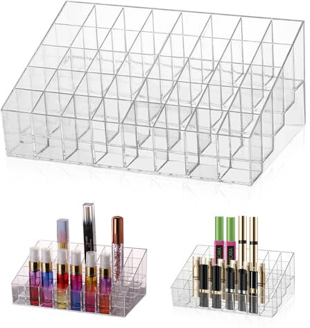 LPAMABA Porta Rossetto in Acrilico a 40 Griglie Organizer per Rossetti Espositore per Rossetti Elegante e Resistente Organizzatore Porta Rossetto, Trasparente, 20 * 11.8 * 8 cm