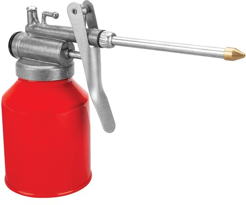 Performance Tool 1530 8.5 Oz. Hand Pump Oiler Can - 3 in. Spout, Metal Handle, for Motor Oil and Non-Corrosive Lubricants