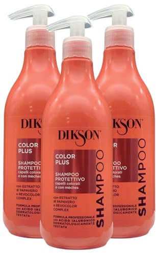 Shampoo COLOR PLUS Protettivo, Per Capelli Colorati o Con Mèches. Con Estratto Di Papavero e Revocolor Complex. Con Tappo Dosatore 500ml (3 Flaconi)