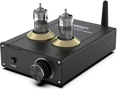 BRZHIFI TPA-6A2 Amplificador de Válvulas Electrónicas 2.0 Canales 50 Vatios x2 Hi-Fi Estéreo Amp de Potencia Digital Bluetooth 5.0 Mini Receptor de Audio para el Hogar enchufe estadounidense (Negro)