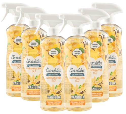 COCCOLATEVI Bloomalcool 60° 750 ml, Detergente Multiuso Profumato, Deterge e Profuma, Ideale per Cucina, Bagno e Superfici Dure, Senza Risciacquo (750 ml (confezione da 6), Vaniglia)