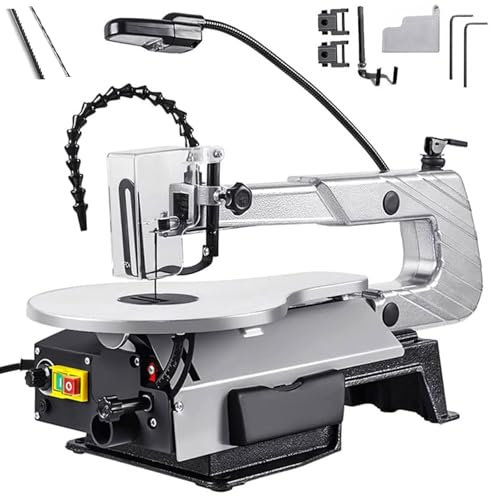 Desktop Scroll Saw, Two-Direction Variable Speed Scroll Saw, with Work Light, 16 inch Multifunctional Wood Cutting Machine, 0-45° Adjustable Table Saw, Speed 400-1600RPM, for Woodworking DIY Craft