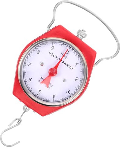 KOMBIUDA Echelle De Pêche Balance Écaille De Poisson Printemps Écailles De Poisson Poids Numérique Cadran Écailles De Pêche Poids à Crochet Dynamomètre Échelle De Écailleur Rouge Métal