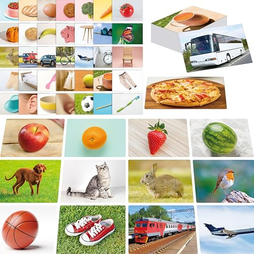 50 tarjetas de sustantivo, tarjetas fotográficas de imagen y palabra, constructor de idiomas, herramienta de aprendizaje de idiomas para autismo, materiales de enseñanza de ESL para adultos