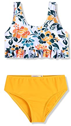 Arshiner Filles D'été Bikini À Volants Tankini Mode Bustier Bikini Slip 2 Pièces Tankini Ensembles Maillot Bain Enfants Maillot Plage Bain Surf 11-12 Ans