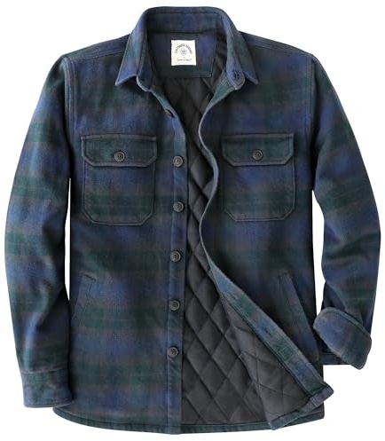 Dubinik® Abrigo Hombre Ligera Abrigo Cómoda Termico Forrada Camisa Franela Chaqueta Casual Cuadros Botone Manga Larga
