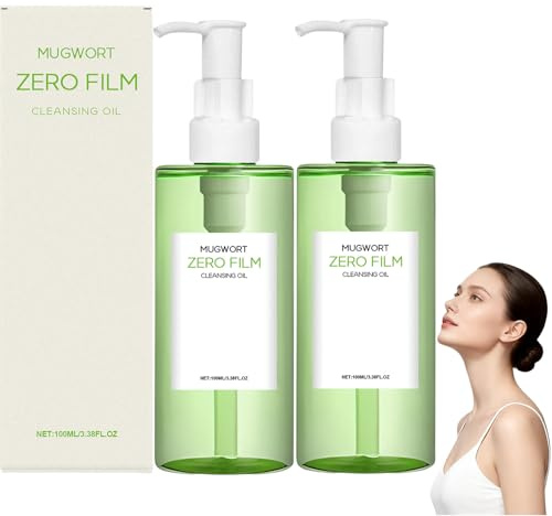 Mugwort Zero film rengöringsolja, klargörande oljerengörare, naturlig ansiktsolja Cleanser, djuprengörande olja för ansiktet, fuktgivande oljerengöring, sminkborttagning mot pormaskar (2 st)