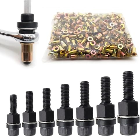 Set de 7 Pinces à Écrous Aveugles M3, M4, M5, M6, M8, M10, M12 – Pince pour Écrous Aveugles avec Écrous et Inserts, Kit d’Outils Rivnut pour Métal et Tôle