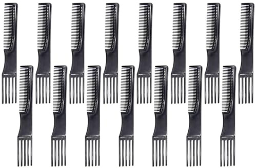 VILLCASE 15 Peines para Cortar el Pelo y Peines Elevadores de Doble Cara en Pp Negro, Ligeros y Que Previenen el Daño del Cabello para Peluquería y Fiesta de Cumpleaños