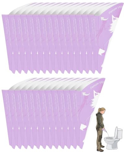 YAPKOLV Urinella for Women, Pack of 30, Purple Paper Funnel, Disposable Pee Aid for Standing, for Travel, Outdoor & Hygiene