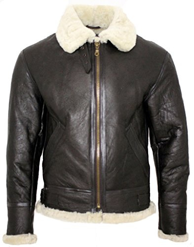 Infinity Uomo Crema B3 Montone di Pecora Guerra Mondiale 2 Bomber Giacca in Pelle Volante Aviator L