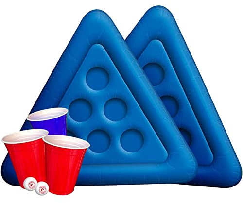 Original Beer Pong Floating Kit | Premium-Qualität | 2 Aufblasbare Boje | 12 Red Cups | 2 Bälle | Bierpong Poolparty | Trinkspiel | Sommerspiel | Outdoor