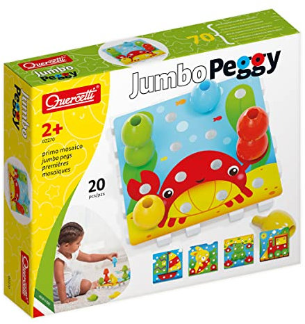 Quercetti Jumbo Peggy, 20 Stück Montessori Spielzeug ab 2 Jahre, Kinderspielzeug für Kinder Lernspiele ab 3 Jahre