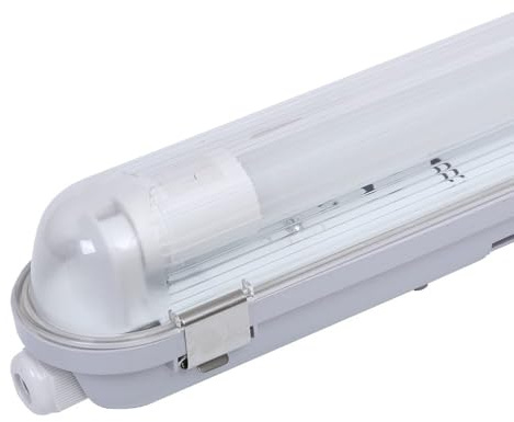HOFTRONIC - LED-Feuchtraumleuchte 60 cm 6000K 9W 990lm 110lm/W Inkl. flimmerfreie LED Röhren verlinkbar Werkstattlampe IP65 Wasserfest Wannenleuchte kellerleuchte