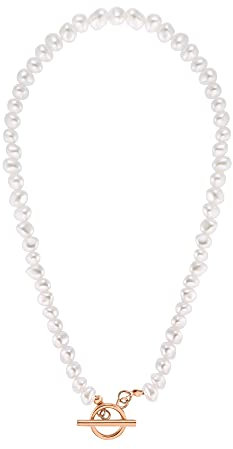 Heideman Halskette Meva Damen - aus hochwertigem Edelstahl - gold silber rosegold farbend - Choker Kette für Frauen mit Perle weiss - 38cm lang mit Knebelverschluss