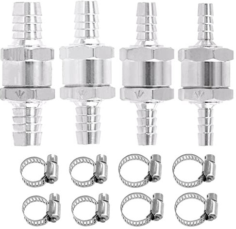 Swpeet 10 pièces 4 tailles de clapet anti - retour unidirectionnel, 6mm 8mm 10mm 12mm alliage d'aluminium clapet anti - retour de carburant pour moteur diesel à essence unidirectionnel avec 6 clips