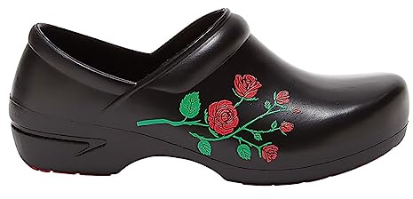 Anywear SR Angel Nursing Clogs - Non-Slip Work Shoes for Women & Men - Slip-Resistant Cushioned Nursing Shoes - Rose Bouquet - 7 Women/5 Men