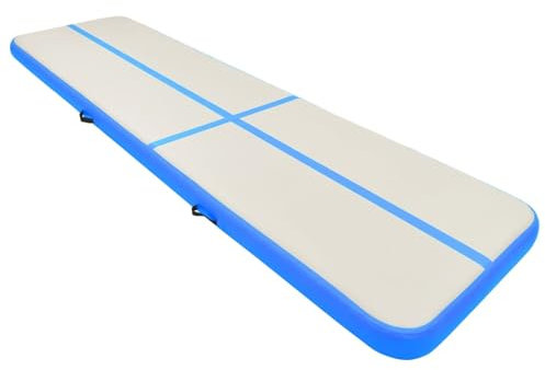 JUNZAI Inflatable Gymnastics Mat with Pump 800x100x20 cm PVC Blue,inflatable Gymnastics Tumble Track Gym Mat for Home Use,Training,Cheerleading,Yoga,Water Fun