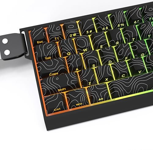 Shine Through Key Cap,Side Print keycap,132Keys Topograph keycaps,DYE-Sub Patterns,Cherry Profile | Double Shot |for Mechanical Keyboards(Dark Blue,only keycaps)