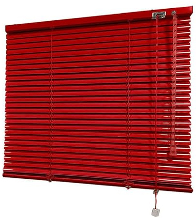 Venecianas Aluminio 25mm. Entrada de luz Regulable. Persianas Venecianas de Lamas de Aluminio de 25mm. Fáciles de Instalar. Cortinas Venecianas. Color Rojo. Medidas 200x140 cm.