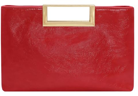 Milisente - Bolso de mano para mujer, elegante bolso de noche con asa, bandolera y correa para el hombro para boda, rojo, 22x4x31 cm