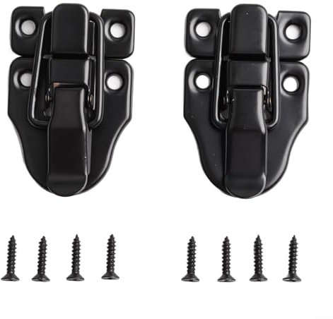 Paquete de 4 cerraduras de seguridad para cajones, cerraduras clásicas negras para caja de herramientas con tornillos endurecidos para armarios, para puertas/gabinetes/ventanas