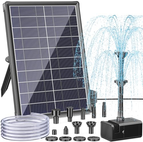 Antfraer Solar Fountain Pump for Bird Bath, 8W Solar Water Fountain Pump with Dry-Run Protection & Double-Layer Nozzles, Solar Powered Fountain with 5Ft Tubing for Small Pond, Bird Bath, Water Feature