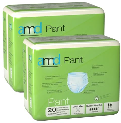 Pañales Adulto Pack 40 Uds. Braga Pañal Adulto Noche. Braga Pañal Desechables. Pañales para Adultos Absorción Máxima. Absorción de +1200ml (40ud, Talla L, (Cintura 90-150cm))