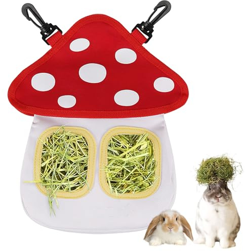 Râtelier à Foin Lapin, dellyy Sac Foin Lapin avec 2 Poutres, Mangeoire Cochon d'Inde, Foin Cochon d'Inde pour Hamster Chinchilla (Blanc, M)